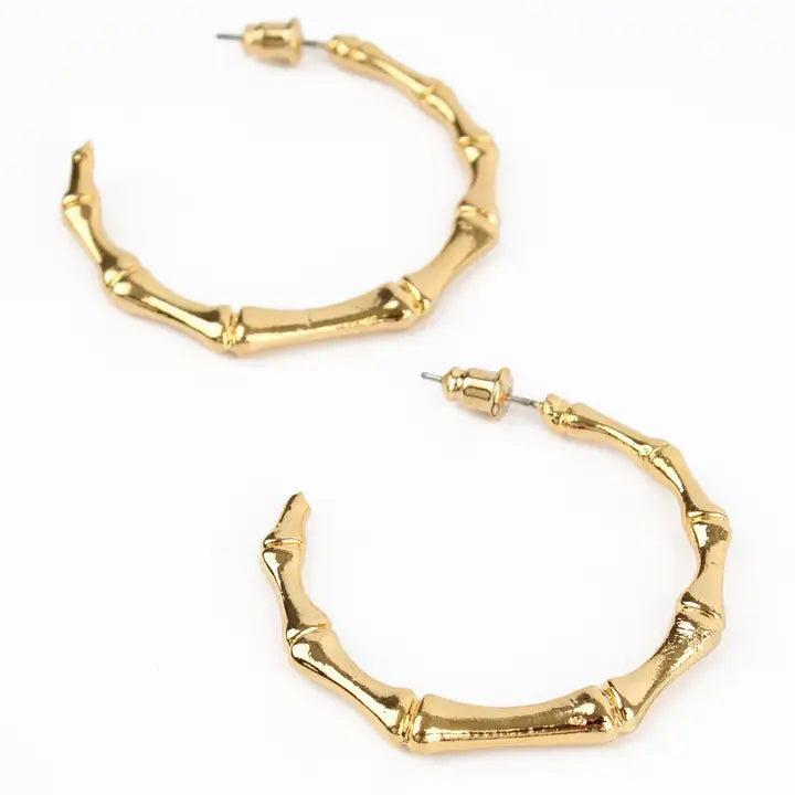 Bamboo Gold Hoop Earrings My Doris