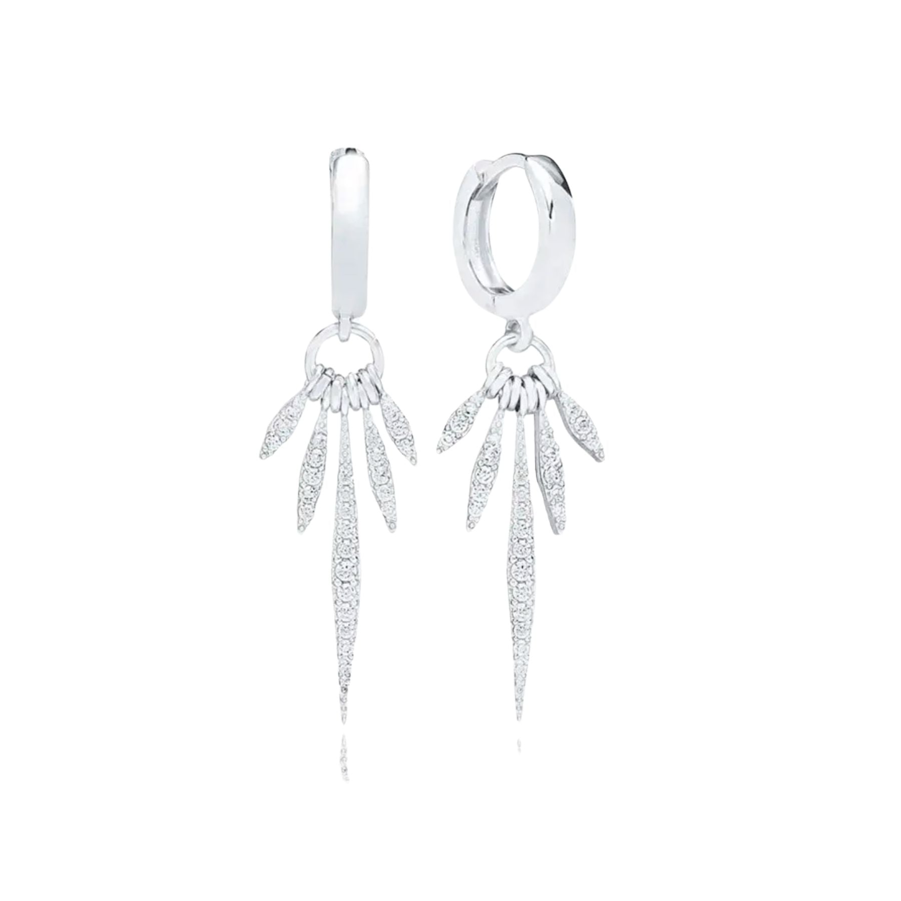 Bronte Silver Crystal Spike Huggie Hoop Earrings Toria Lee