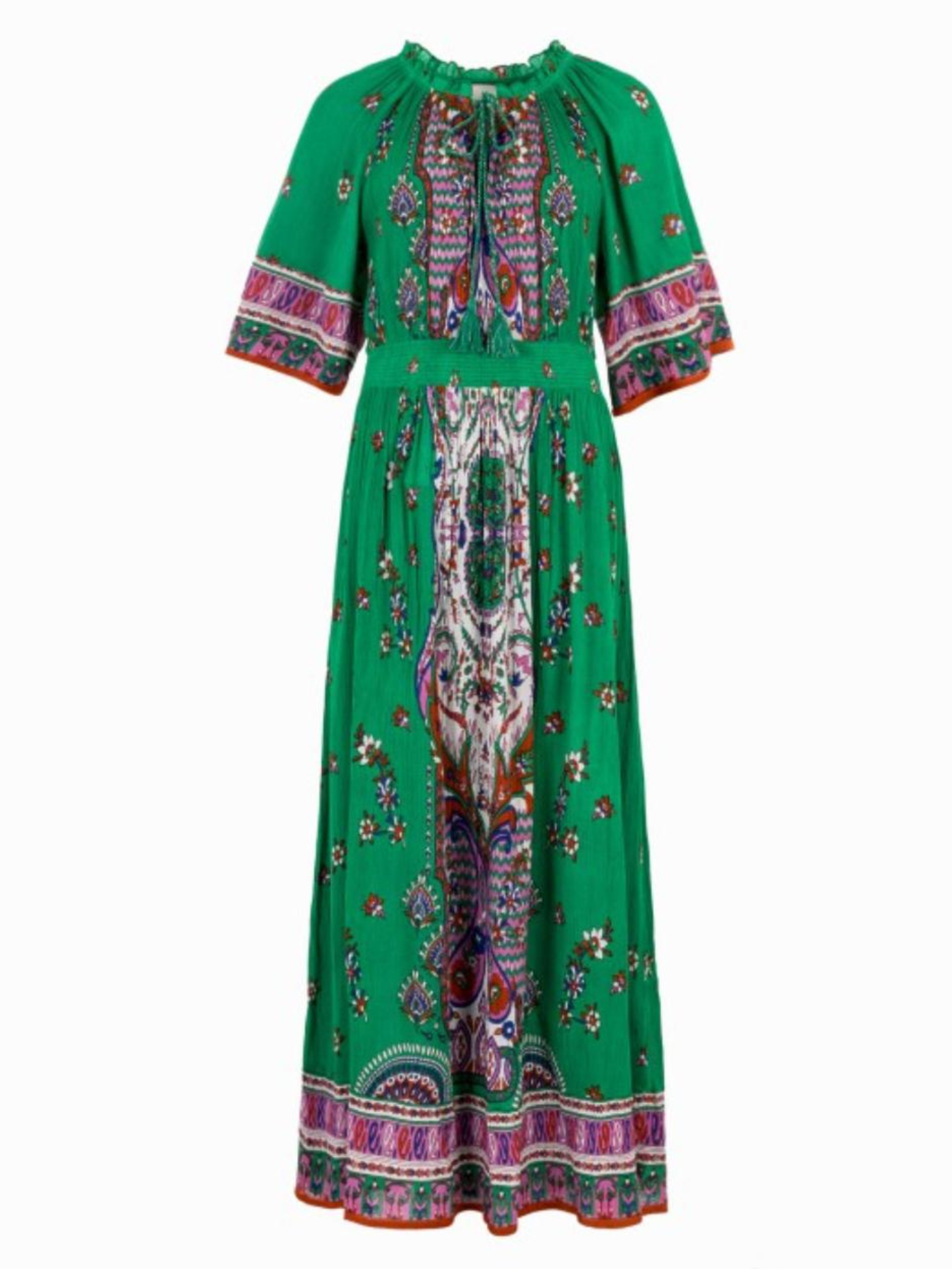 Olympina Green Short Sleeve Gypsy Maxi Dress