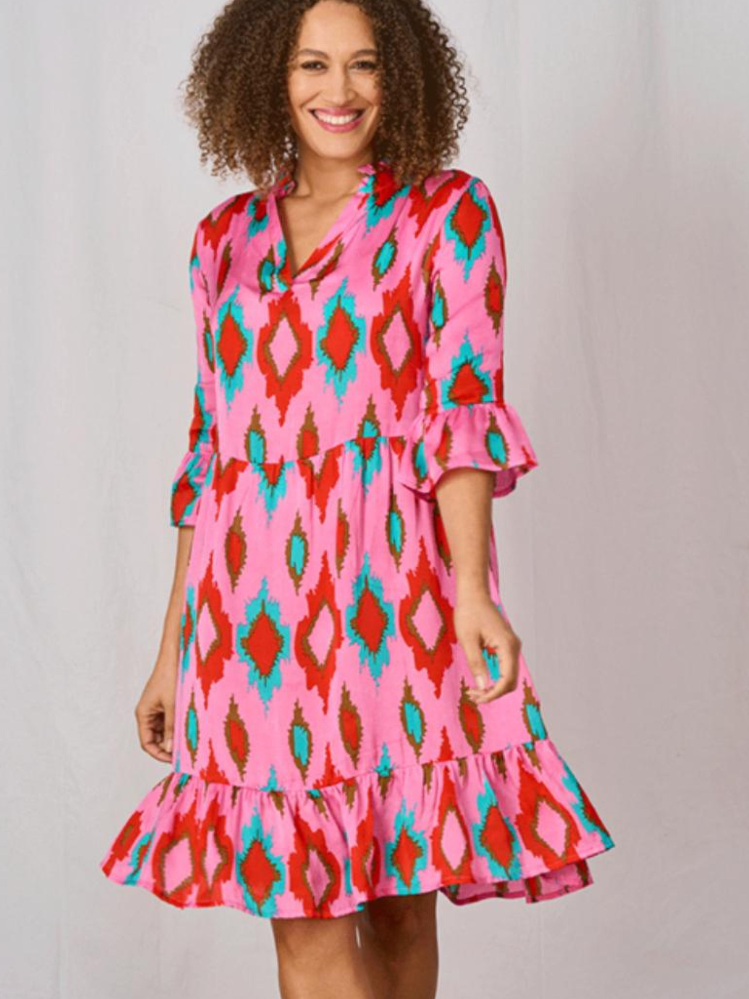 Luella Danni Short Diamond Pink Print Dress
