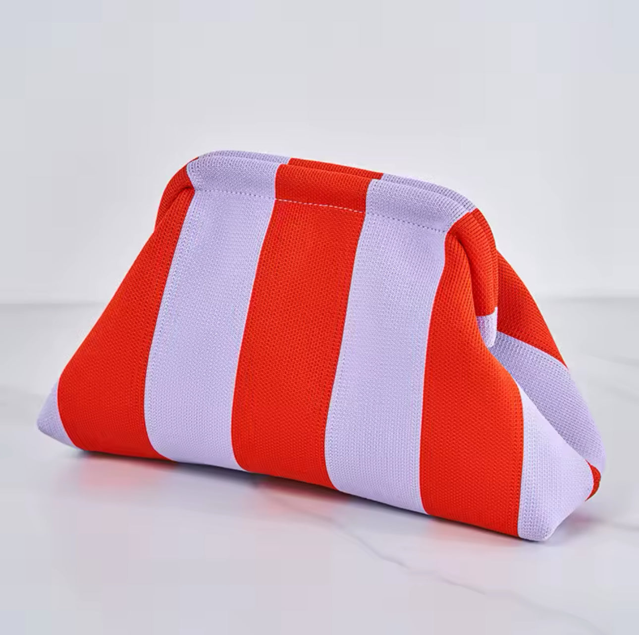 TORIA LEE | Pink and Green Stripe Dumpling Clutch Bag