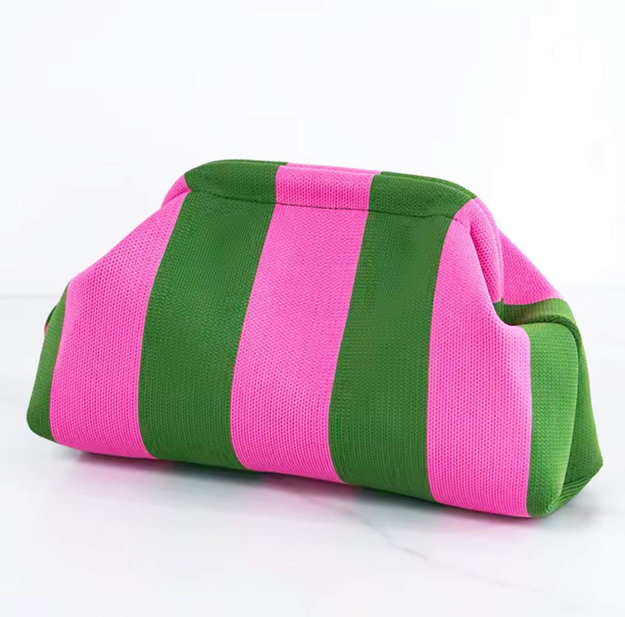 TORIA LEE | Pink and Green Stripe Dumpling Clutch Bag