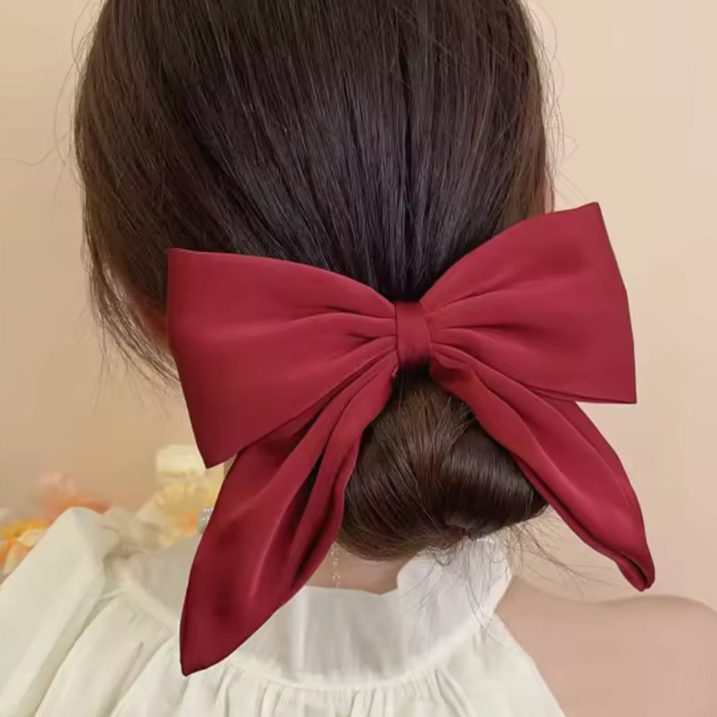 Vintage Red bow Satin Scrunchie Hair Band Tie