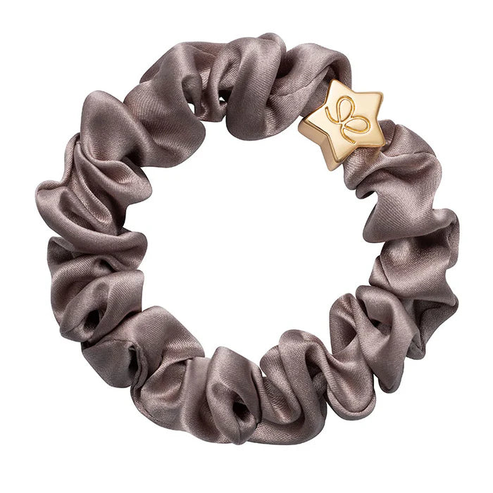 Iced Latte Silk Scrunchie with Gold Star