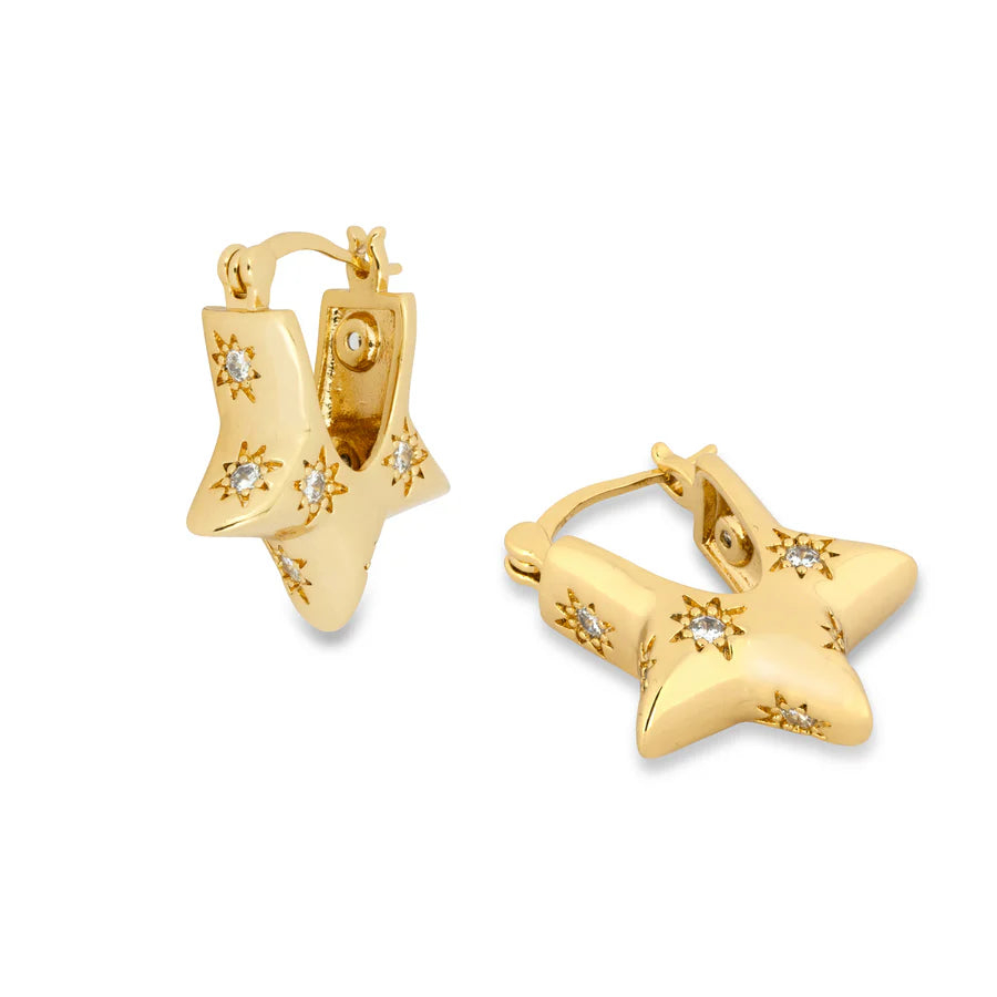 Remy Gold Star Hoop Earrings