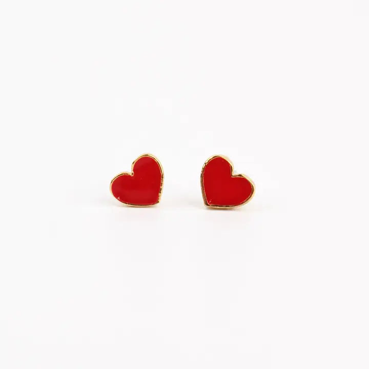 Red heart stud earrings My Doris