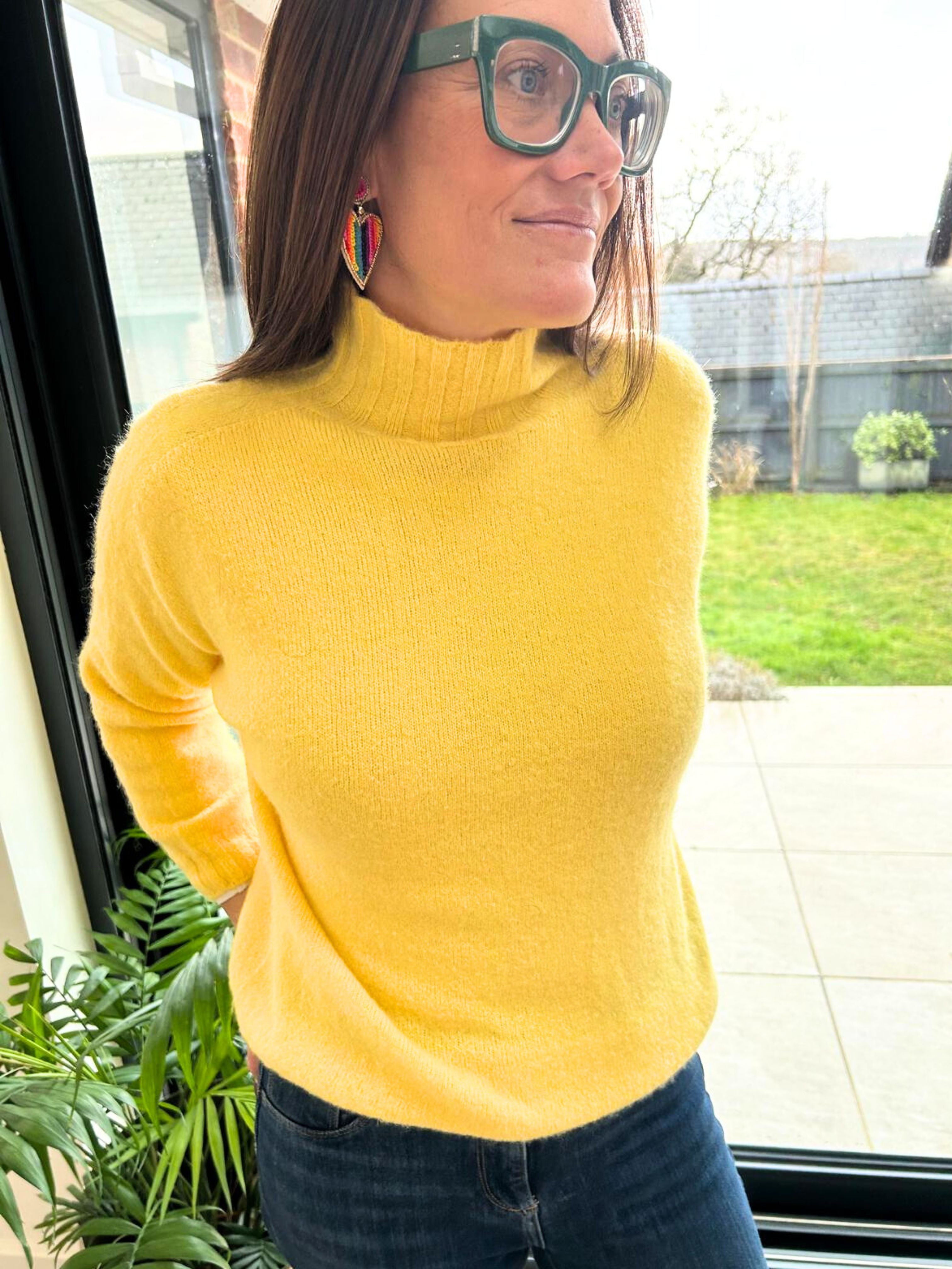 Soft Yellow Alpaca Roll Neck Jumper