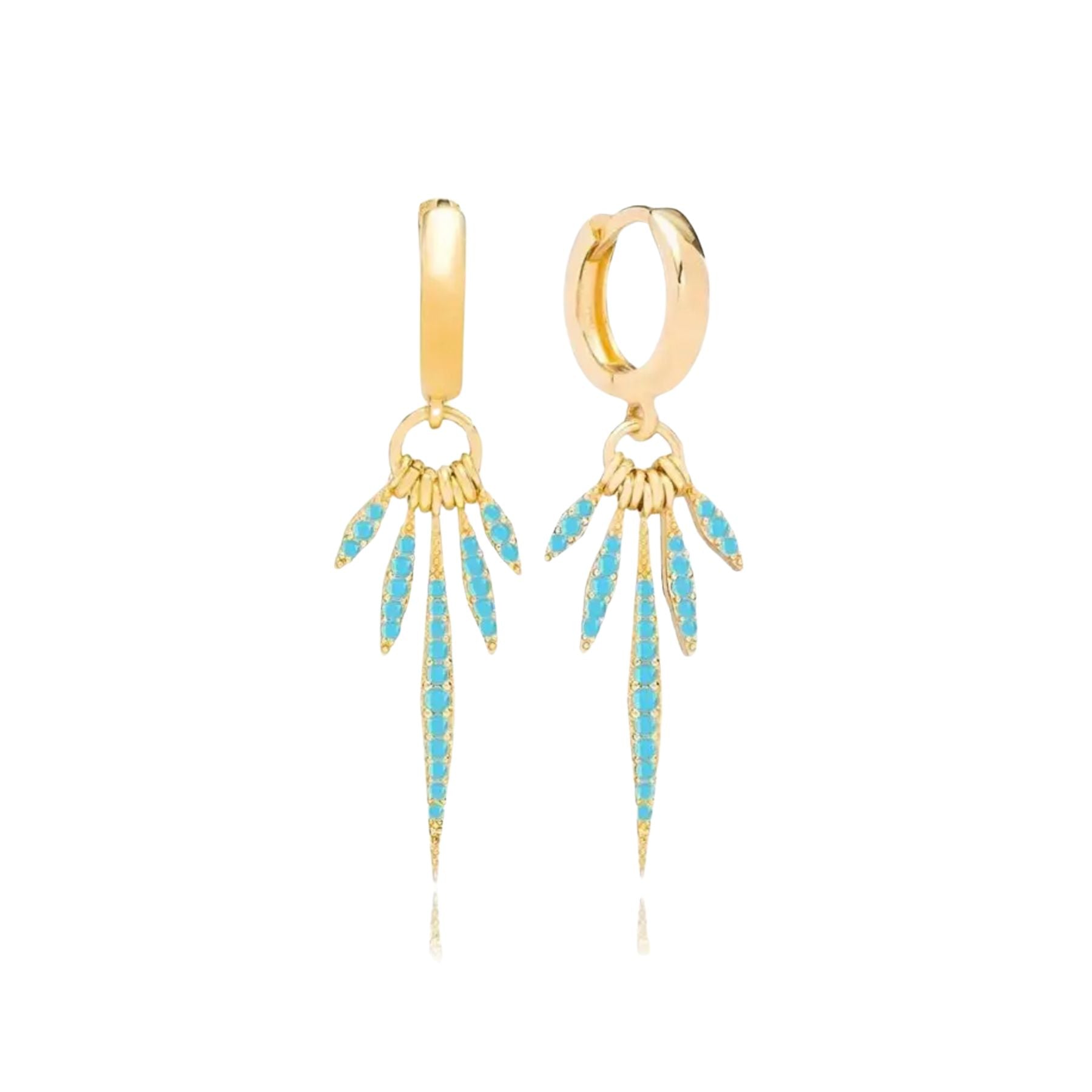 Turquoise Crystal Spike Huggie Hoop Earrings