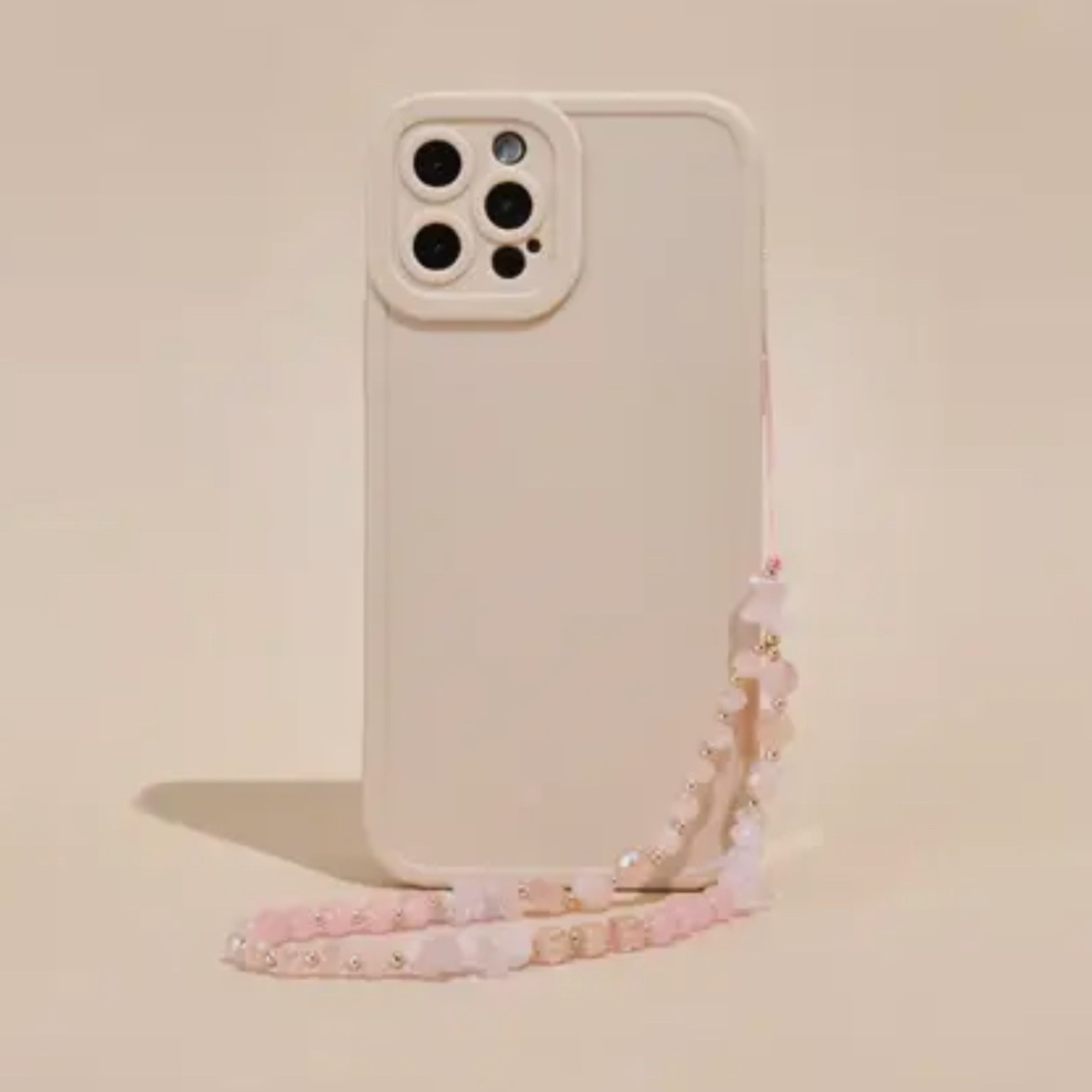 Beaded Pink and Gold Phone Strap