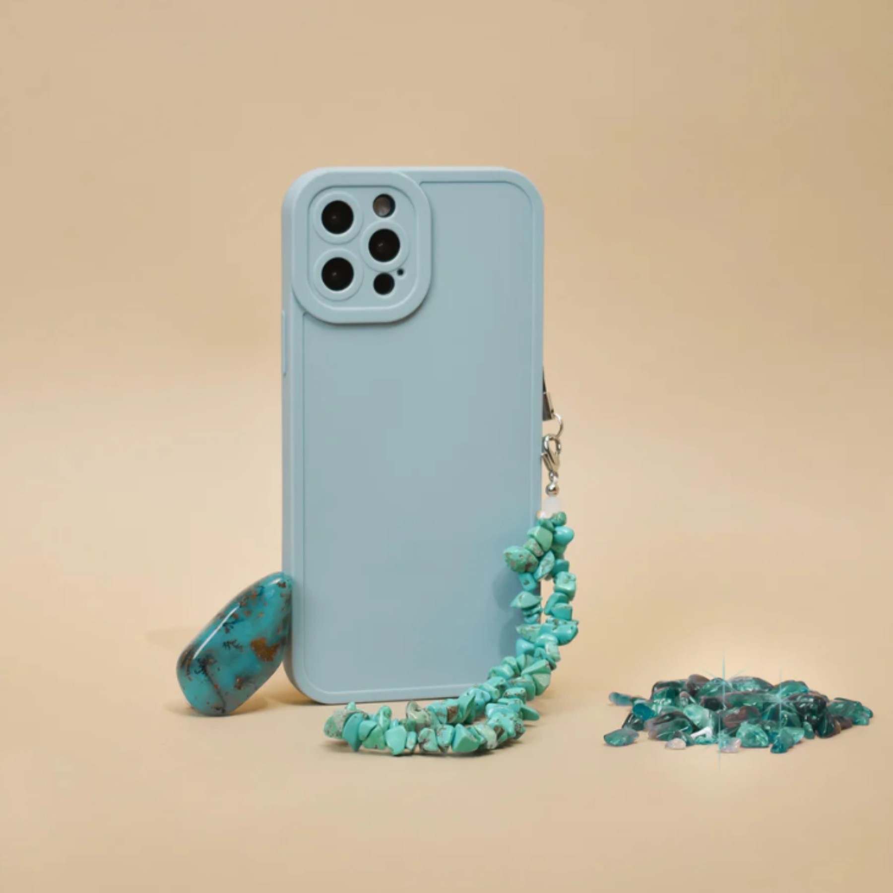 Aqua Crystal Phone Strap