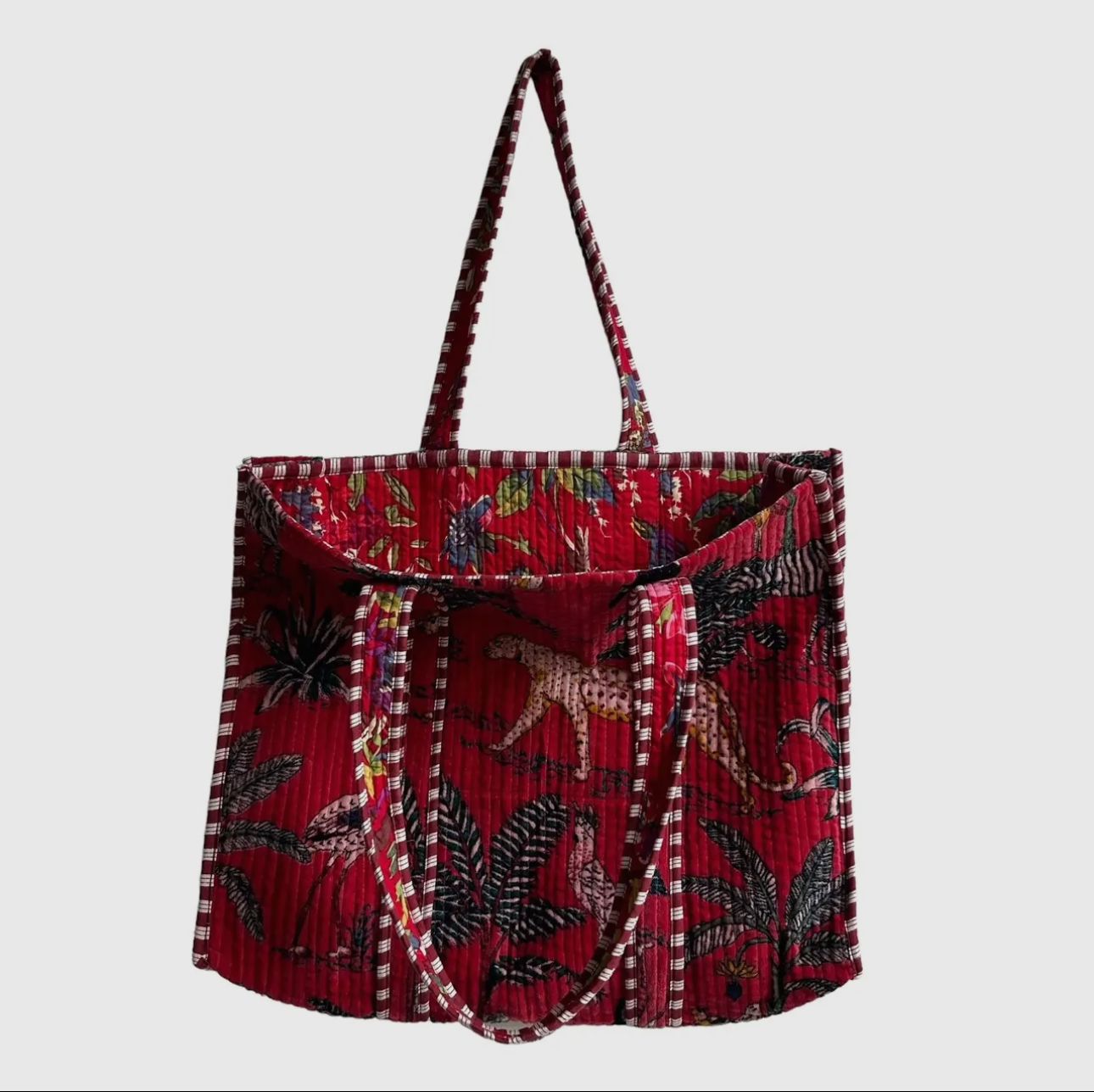 PREORDER Red Jungle Quilted Tote Bag
