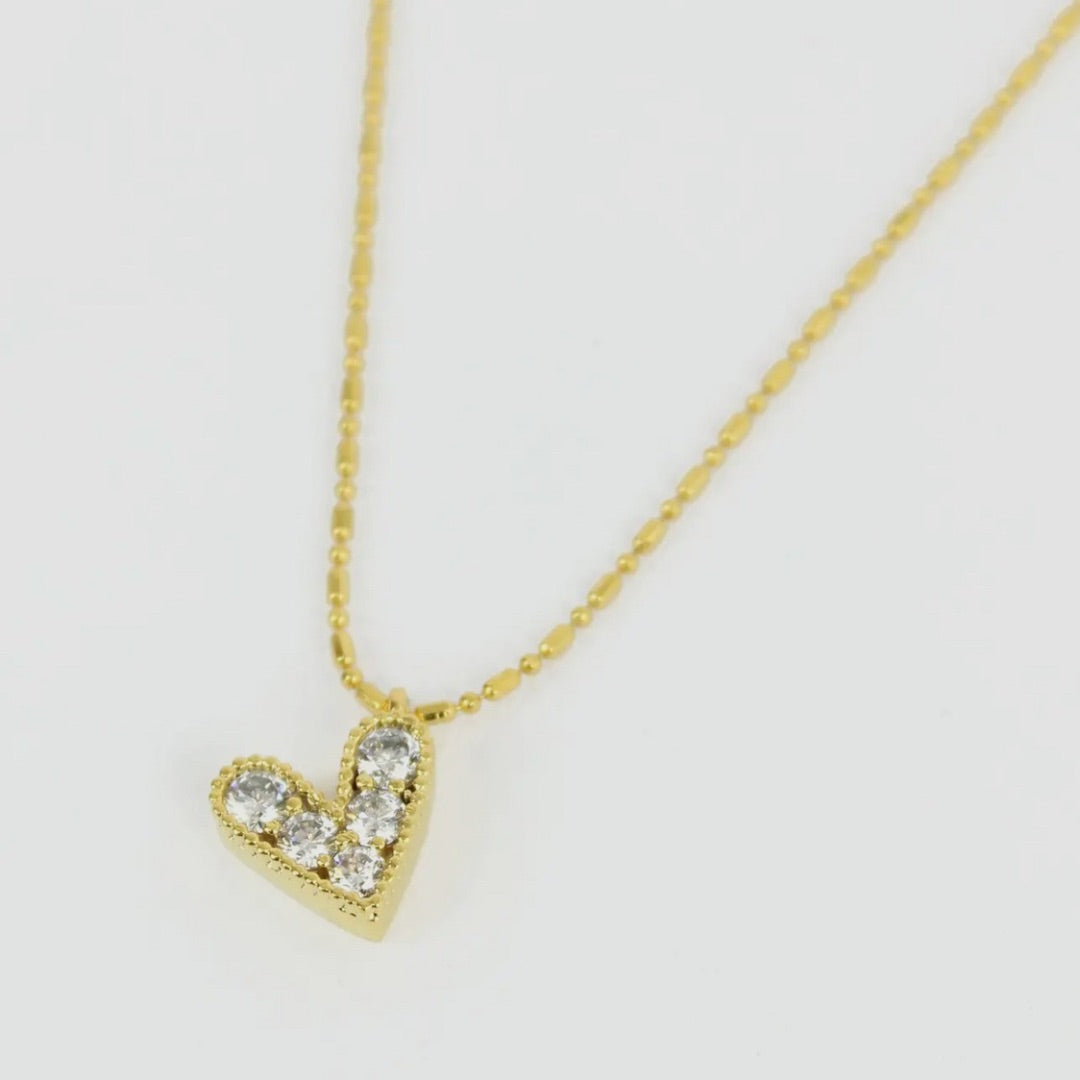 White Gemstone Heart Necklace My Doris