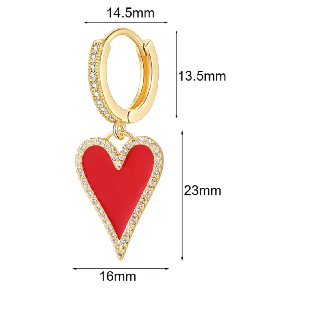 Red Heart Huggie Earrings