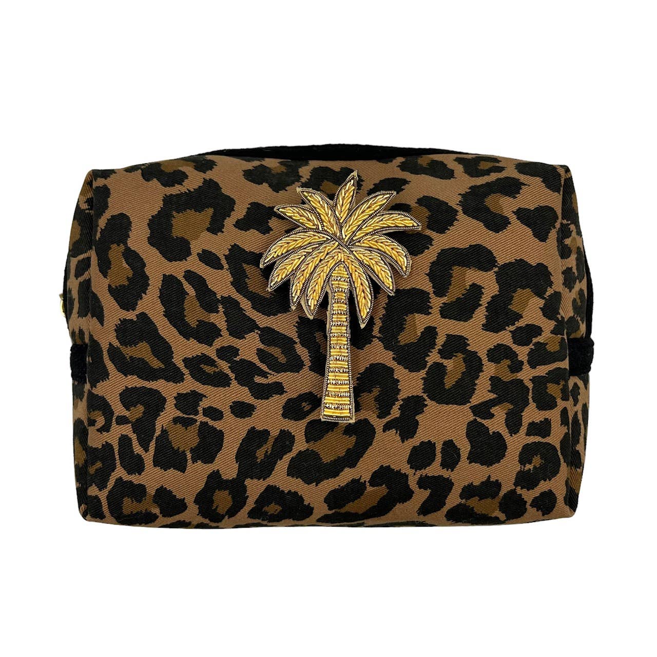 SIXTON | Small Leopard Print Make-Up Bag with Palm Pin